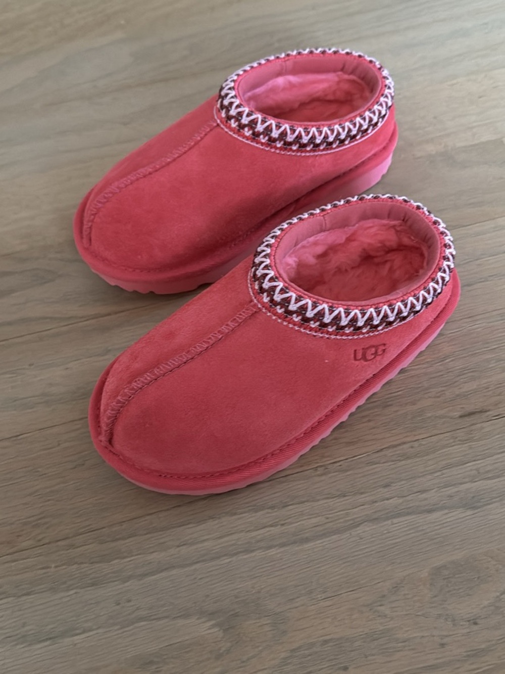 UGG Kids Coral Pink Slip-On Shearling Clogs